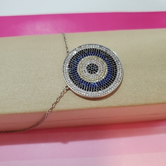 Made in Egypt silver chain W pendant with‎ gemstone White Blue New With Box - Picture 2 of 8